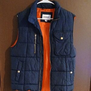 Goodfellow & Co Navy Quilted Vest with Orange Lining